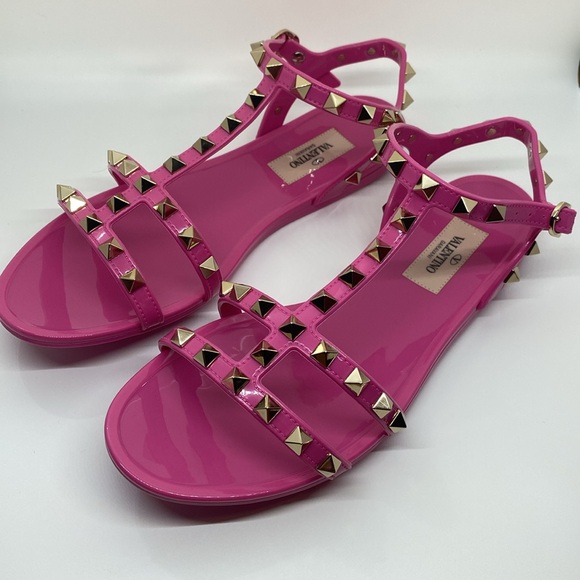 Garavani Valentino Rockstud Jelly gladiator PVC sandals in size 37 Pink - Picture 1 of 8